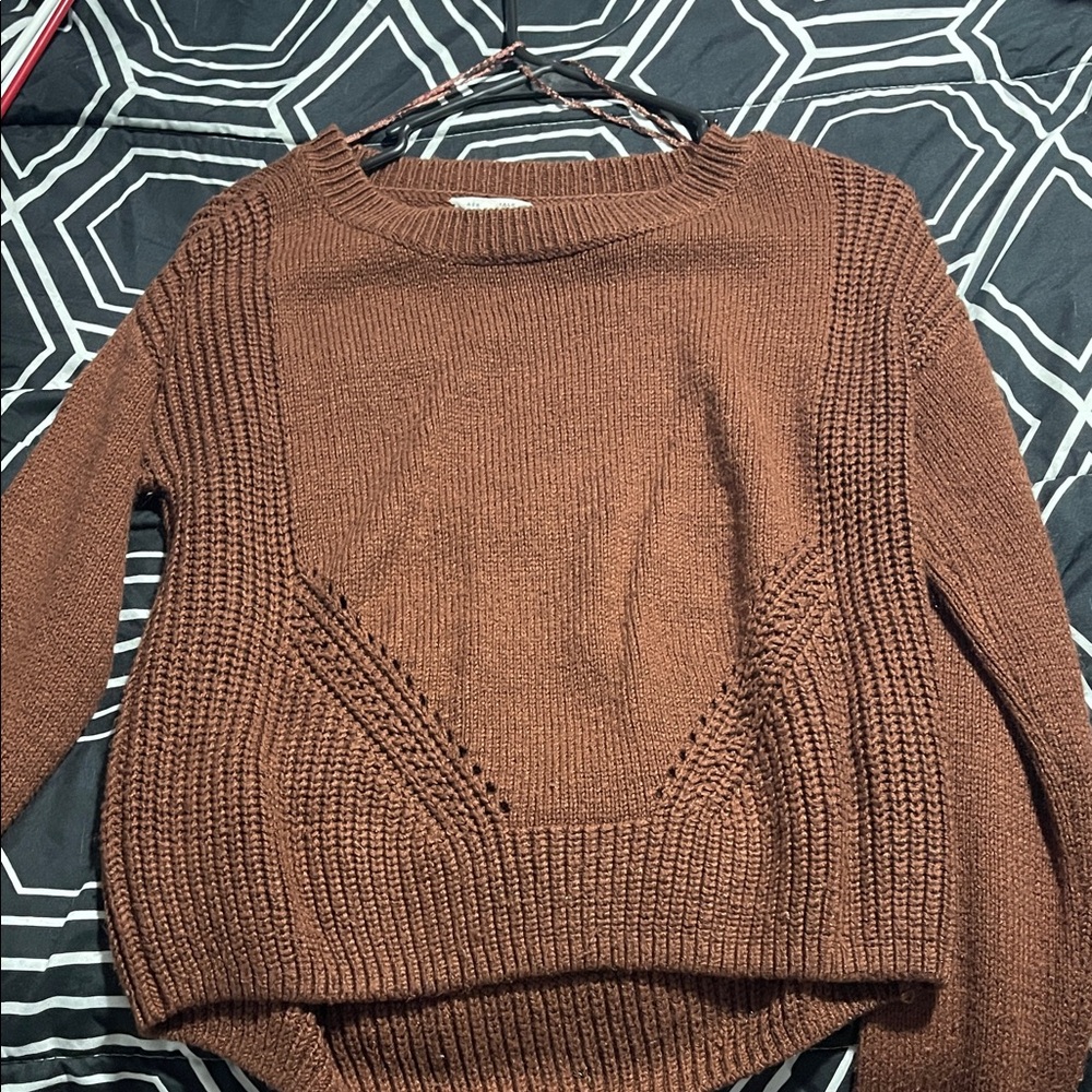Aeropostale Women's Rich Brown Crew Neck Sweater